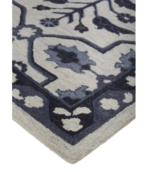 Feizy Fallon Rustic Farmhouse Rug, Ornamental, Light Gray/Black, 10ft x 14ft