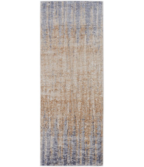 Laina Area Rug Feizy Laina Industrial Gradient & Ombre, Tan/Brown/Blue, 3' x 12' Runner