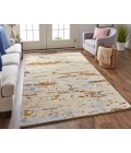 Feizy Everley Abstract Tufted Wool Rug, Ivory/Light Blue/Brown, 5' x 8' Area Rug