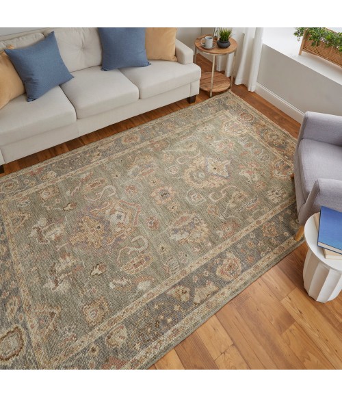 Feizy Carrington Vintage Oriental, Gray/Gold/Pink, 9'-6" x 13'-6" Area Rug