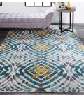 Feizy Keats Casual Abstract, Blue/Ivory/Yellow, 8'-9" x 8'-9" Round Rug