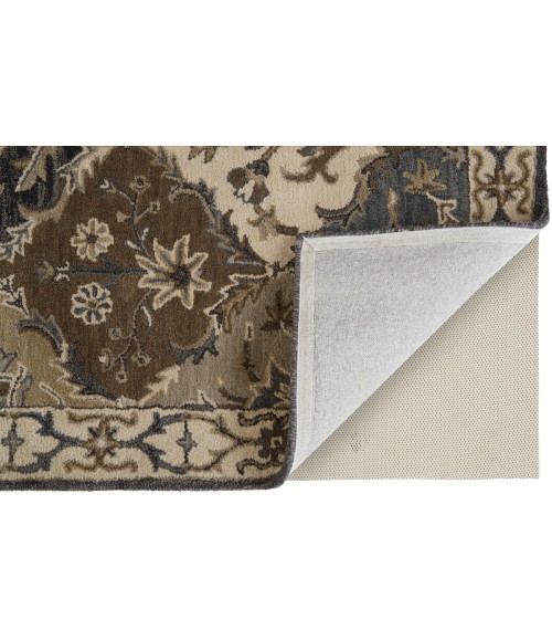 Eaton Area Rug Feizy Eaton French & Victorian Bordered, Blue/Gray/Taupe, 9'-6" x 13'-6" Area Rug