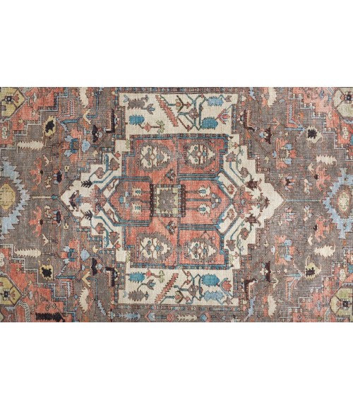 Feizy Percy Vintage Medallion Rug, Pink Clay/Warm Gray, 4ft x 6ft Accent Rug