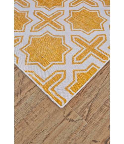 Feizy Granada Mid-Century Modern Geometric, Yellow/White, 3' x 5' Accent Rug
