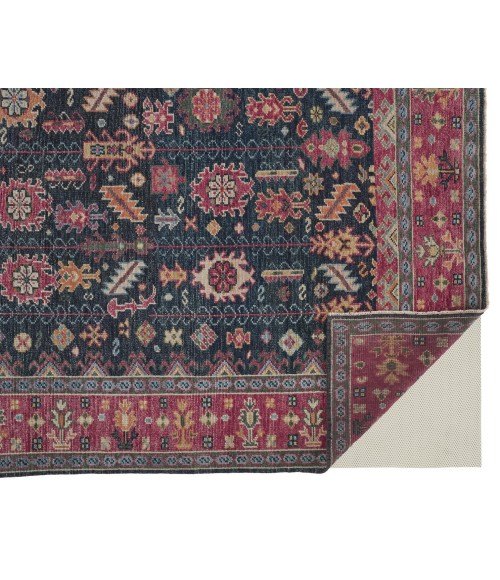 Feizy Piraj Nordic Hand-Knot Wool Area Rug, Carmine Pink/Indigo, 7ft-9in x 9ft-9in