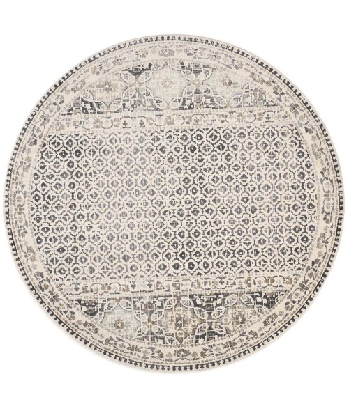 Kano Area Rug Feizy Kano Bohemian & Eclectic Distressed, Ivory/Taupe/Gray, 8'-9" x 8'-9" Round Rug
