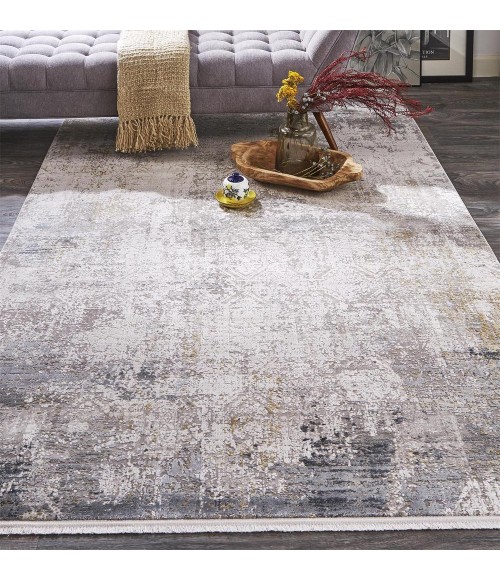 Feizy Cadiz Industrial Abstract, Ivory/Taupe/Gray, 12' x 18' Area Rug