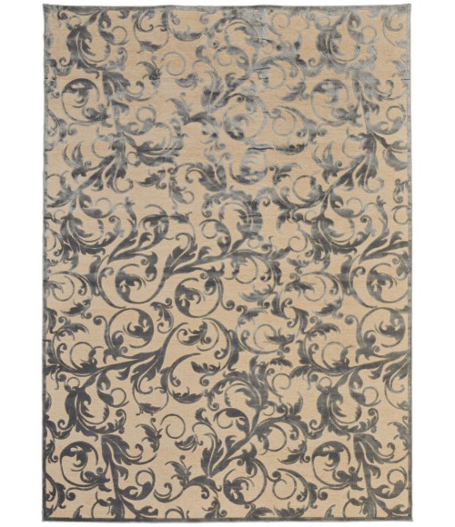 Feizy Saphir Zam Casual Floral & Botanical, Tan/Gray, 7'-6" x 10'-6" Area Rug