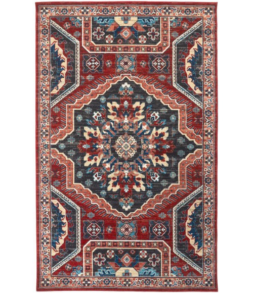 Feizy Nolan Vinatge Style Tribal Kazak Rug, True Red/River Blue, 12ft-10in x 15ft