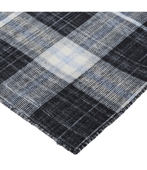 Feizy Jemma Rustic Plaid, Black/White/Blue, 5' x 8' Area Rug