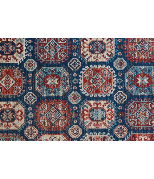 Feizy Nolan Vinatge Style Tribal Kazak Rug, Classic Blue/True Red, 10ft x 13ft-2in