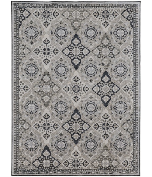 Feizy Macklaine Transitional Metallic Rug, Ivory/Black/Silver, 12ft x 15ft Area Rug