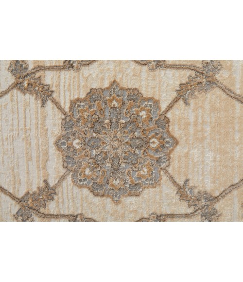 Feizy Celene Classic Bordered, Tan/Ivory/Brown, 3'-9" x 5'-7" Accent Rug