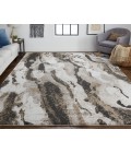 Feizy Vancouver Contemporary Abstract Rug, Charcoal Gray/Beige, 10' x 14' Area Rug