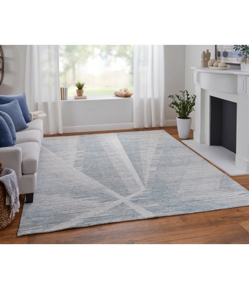 Feizy Brighton Casual Abstract, Blue/Ivory/Silver, 2' x 3' Accent Rug