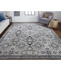 Feizy Macklaine Transitional Metallic Rug, Ivory/Black/Silver, 12ft x 15ft Area Rug