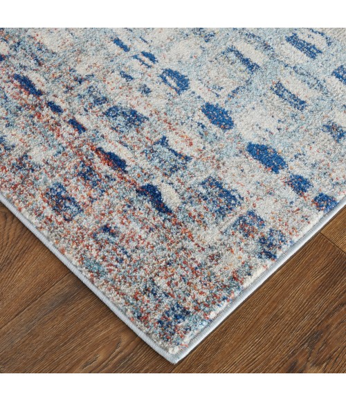 Feizy Edgemont Casual Abstract, Blue/Ivory/Orange, 10' x 14' Area Rug