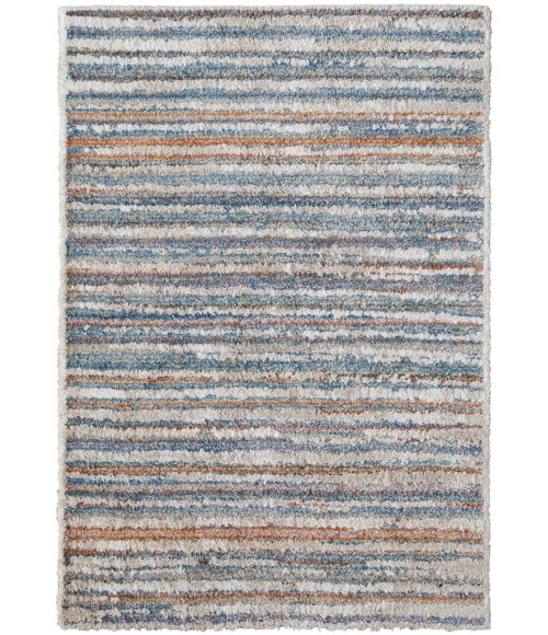 Feizy Mynka Casual Stripes, Ivory/Blue/Orange, 10' x 14' Area Rug