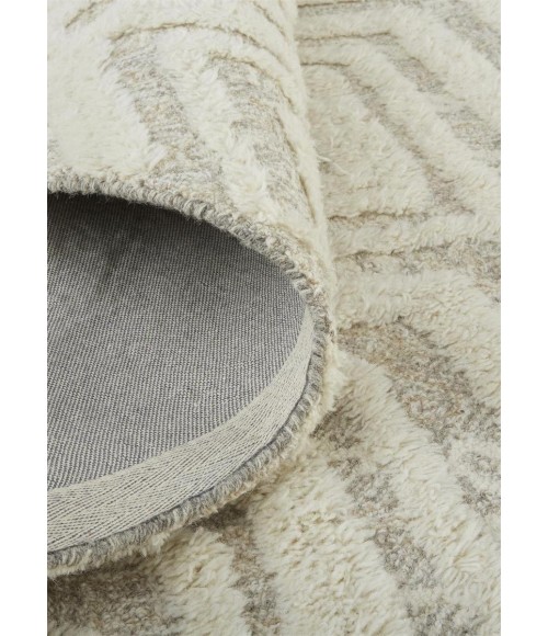 Feizy Anica Moroccan Wool Rug w/Diamonds, Ivory/Natural Tan, 4ft x 6ft Accent Rug