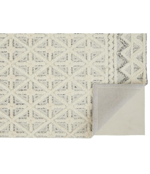 Anica Area Rug Feizy Anica Moroccan Wool Rug w/Diamond Lines, Ivory/Chambray Blue, 5ft x 8ft Area Rug