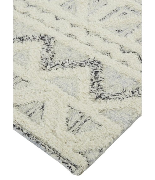 Anica Area Rug Feizy Anica Moroccan Wool Rug w/Diamond Lines, Ivory/Chambray Blue, 5ft x 8ft Area Rug