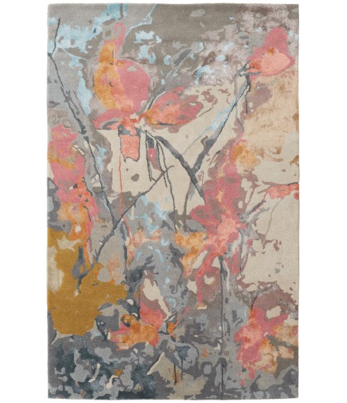 Feizy Dafney Casual Floral & Botanical, Blue/Pink/Gray, 5' x 8' Area Rug