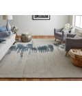 Feizy Anya Industrial Abstract, Ivory/Blue/Gray, 5' x 8' Area Rug