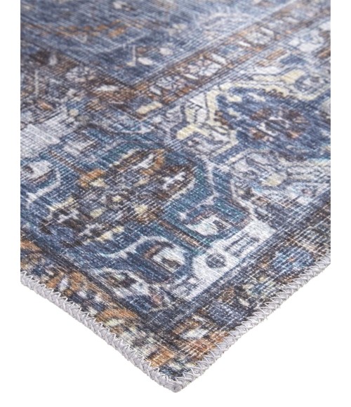 Feizy Percy Vintage Medallion Area Rug, Navy/Mocha/Light Gray, 5ft-3in x 7ft-6in