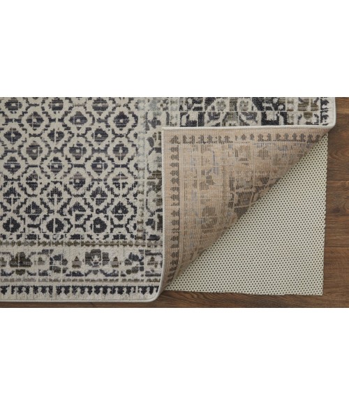 Kano Area Rug Feizy Kano Bohemian & Eclectic Distressed, Ivory/Taupe/Gray, 8'-9" x 8'-9" Round Rug