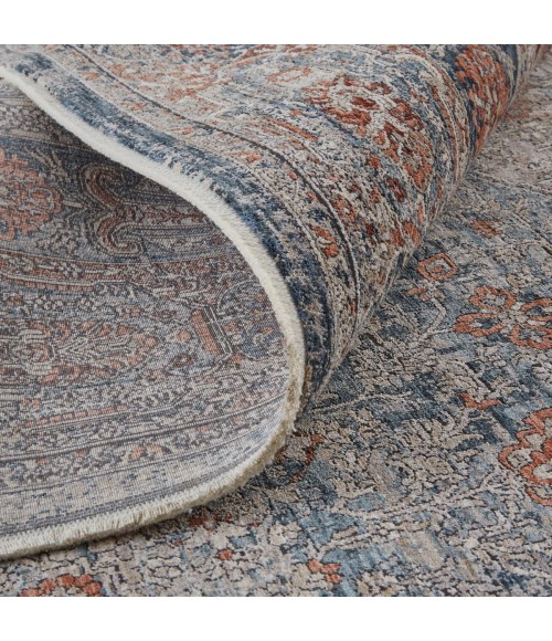 Feizy Marquette Rustic Persian Farmhouse Rug, Rust/Denim Blue, 2ft - 8in x 8ft, Runner