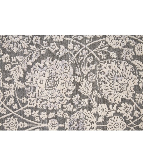 Thackery Area Rug Feizy Thackery Transitional Oriental Rug, Charcoal/Bone White, 5ft-6in x 5ft-6in Round