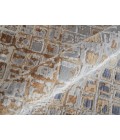 Laina Area Rug Feizy Laina Mid-Century Modern Geometric, Tan/Ivory/Blue, 3' x 10' Runner