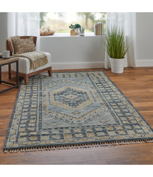 Feizy Fillmore Vintage Medallion, Blue/Gray, 4' x 6' Accent Rug