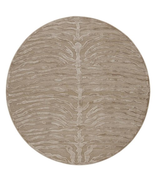 Saphir Area Rug Feizy Saphir Cabin & Lodge Animal Print, Tan/Ivory, 7'-6" x 7'-6" Round Rug