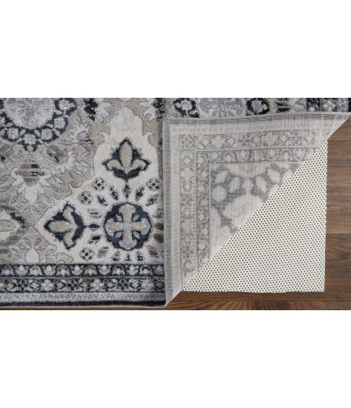 Feizy Macklaine Transitional Metallic Rug, Ivory/Black/Silver, 12ft x 15ft Area Rug