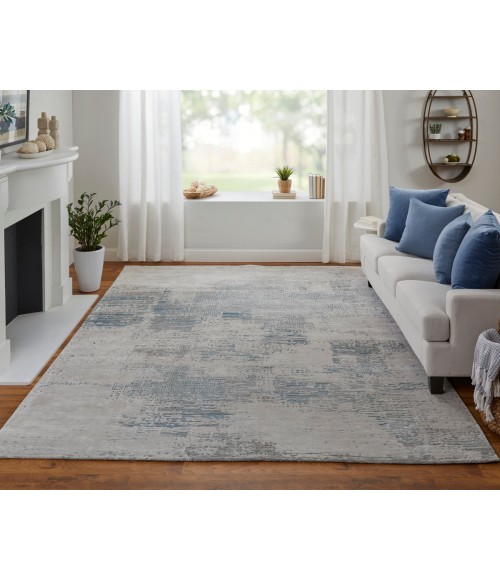 Feizy Zarah Bohemian & Eclectic Abstract, Gray/Taupe/Blue, 10' x 14' Area Rug
