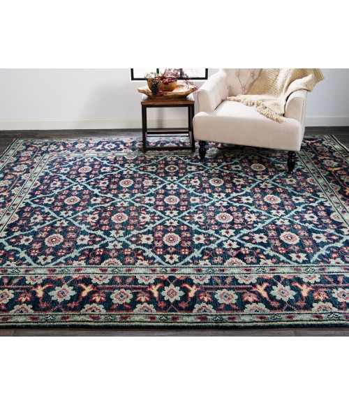 Piraj Area Rug Feizy Piraj Vintage Bordered, Blue/Green/Red, 9'-6" x 13'-6" Area Rug