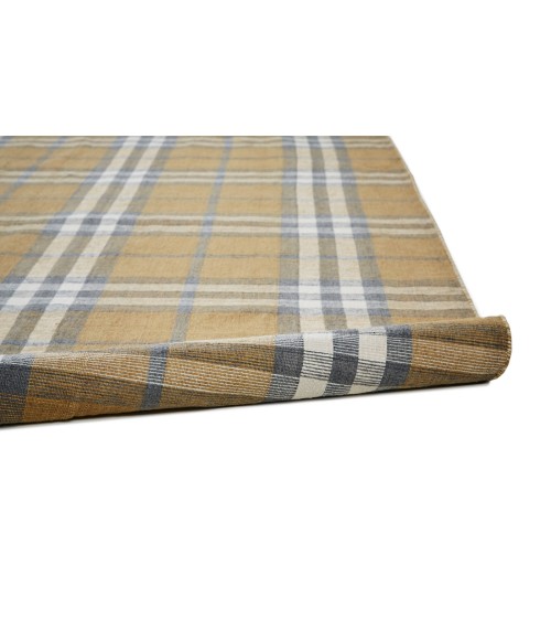 Feizy Crosby Eco-Friendly PET Dhurrie, Golden/Denim Blue,8ft x 10ft Area Rug