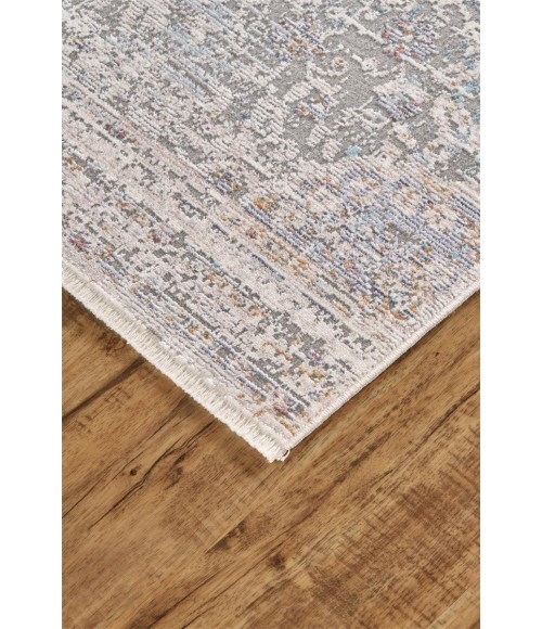 Cecily Area Rug Feizy Cecily Luxury & Glam Medallion, Ivory/Gray/Pink, 8' x 8' Square Square Rug