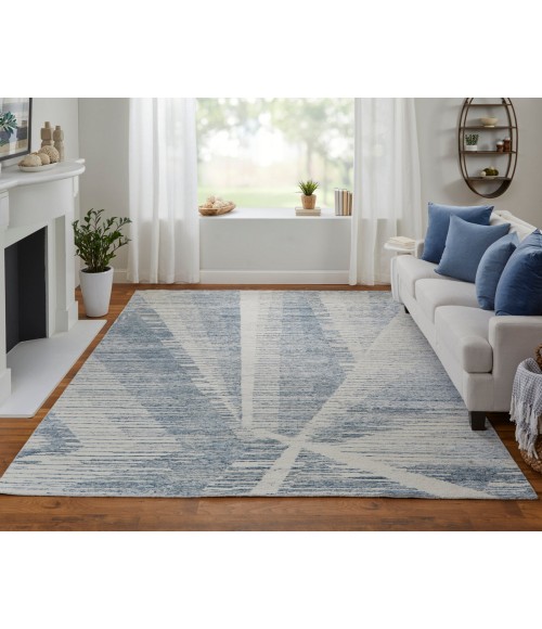 Feizy Brighton Casual Abstract, Ivory/Blue/Silver, 2' x 3' Accent Rug