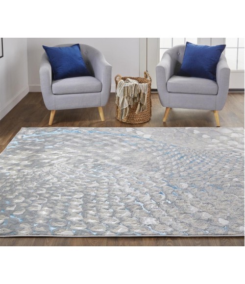 Azure Area Rug Feizy Azure Industrial Abstract, Blue/Silver/Gray, 3'-11" x 6' Accent Rug