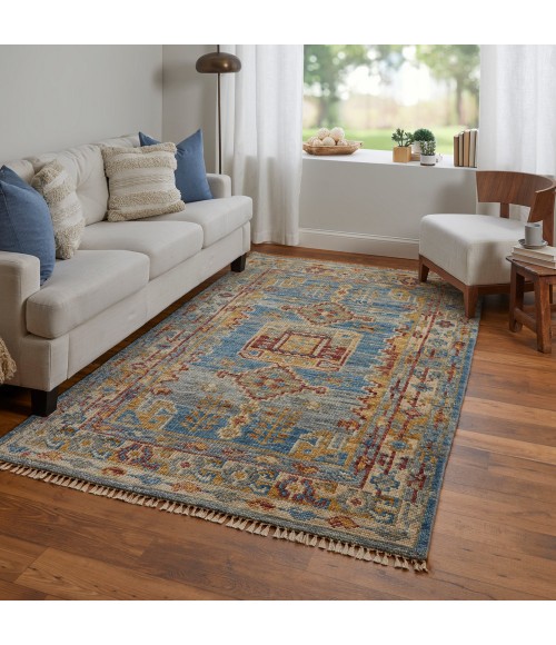 Fillmore Area Rug Feizy Fillmore Bohemian & Eclectic Geometric, Blue/Yellow/Red, 12' x 15' Area Rug
