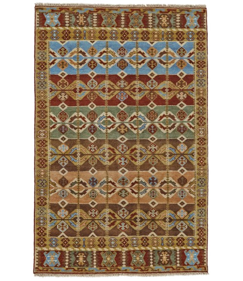 Feizy Ashi Global Southwestern, Brown/Tan/Blue, 5'-6" x 8'-6" Area Rug