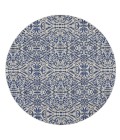 Feizy Milton Bohemian & Eclectic Ikat, Blue/Ivory/Black, 8'-9" x 8'-9" Round Rug