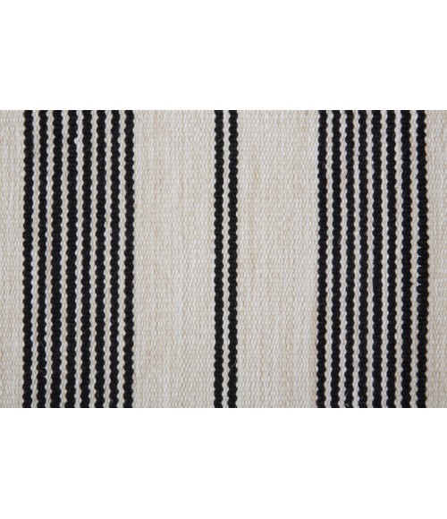 Feizy Duprine Casual Stripes, Black/White/Ivory, 10' x 14' Area Rug