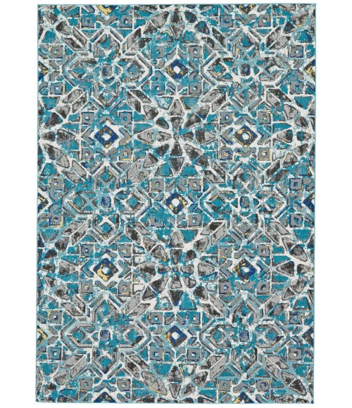 Feizy Brixton Bohemian & Eclectic Geometric, Blue/Ivory/Taupe, 10' x 13'-2" Area Rug