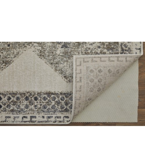 Feizy Kano Classic Distressed, Ivory/Taupe/Gray, 8'-9" x 8'-9" Round Rug