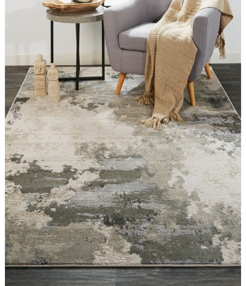 Feizy Prasad Casual Watercolor, Ivory/Gray, 8' x 11' Area Rug