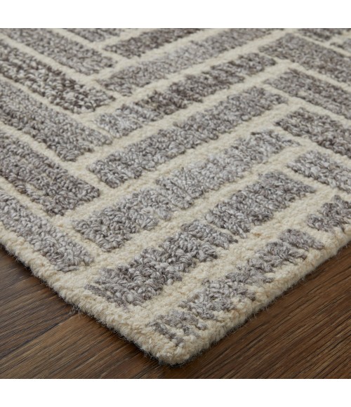Asher Area Rug Feizy Asher Casual Geometric, Taupe/Gray/Tan, 9' x 12' Area Rug