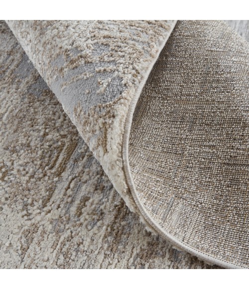 Feizy Vancouver Industrial Abstract, Ivory/Gray/Tan, 2'-10" x 7'-10" Runner